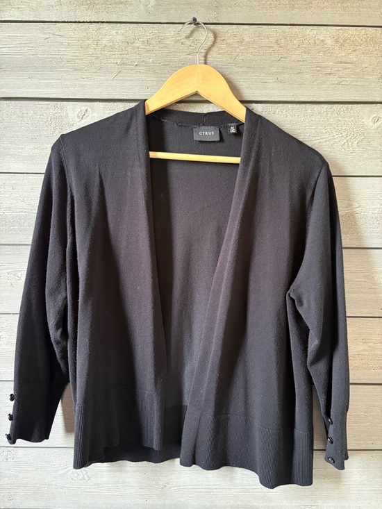 Cyrus Sweaters - Cyrus Black Knit Open Cardigan